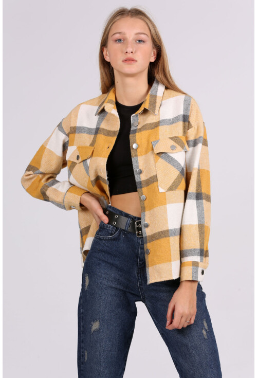 3854 Ekose Desen Çift Cepli Gömlek