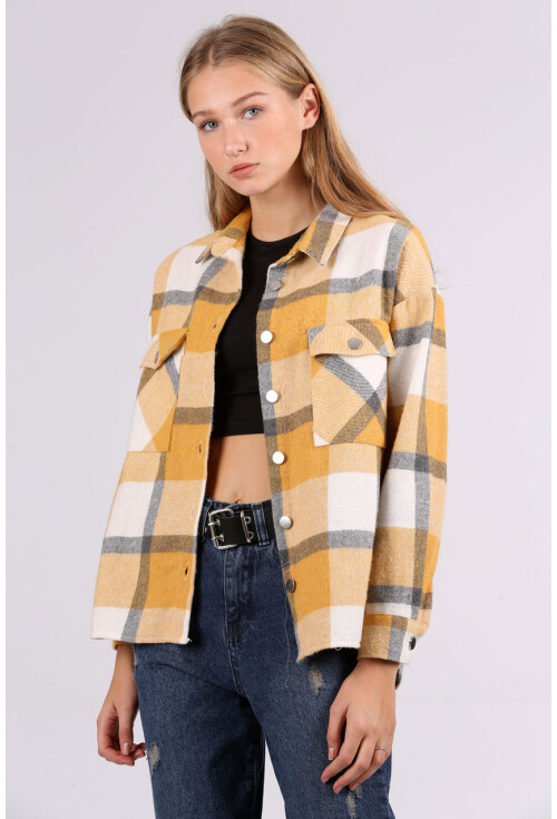 3854 Ekose Desen Çift Cepli Gömlek