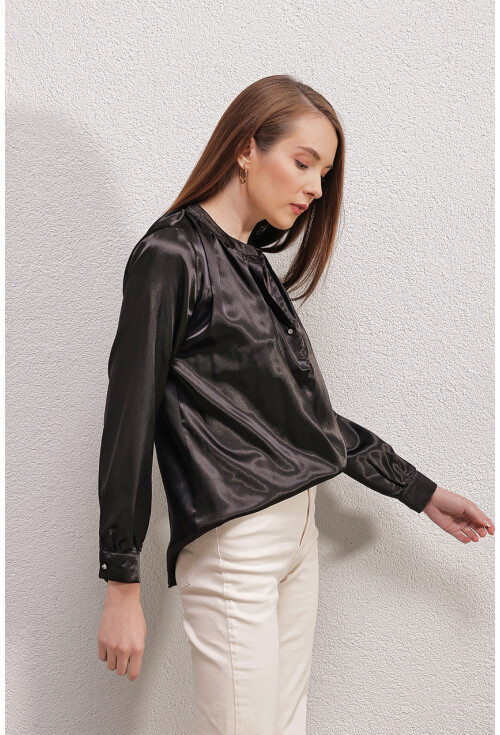 0447 Hakim Yaka Saten Bluz