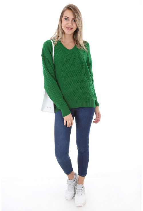 15582 Desenli V Yaka Triko Kazak