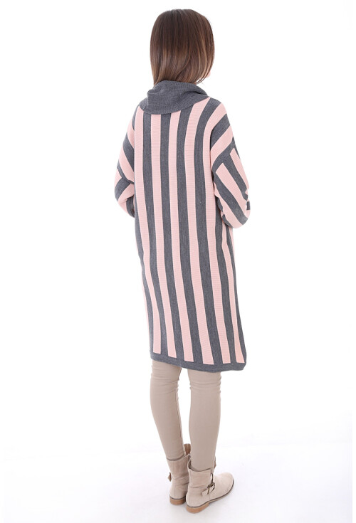15606 Çizgili Boğazlı Triko Tunik