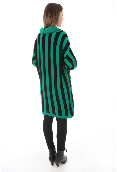 15606 Çizgili Boğazlı Triko Tunik