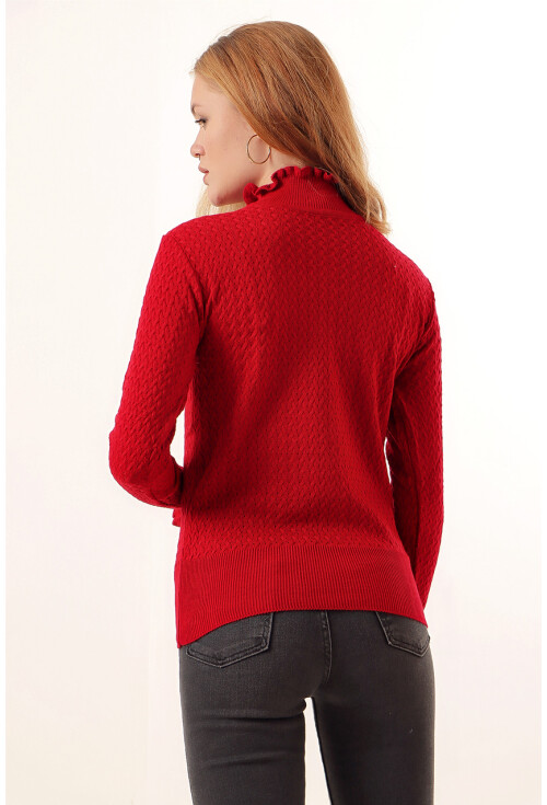 15786 Düğmeli Balıkçı Yaka Kazak