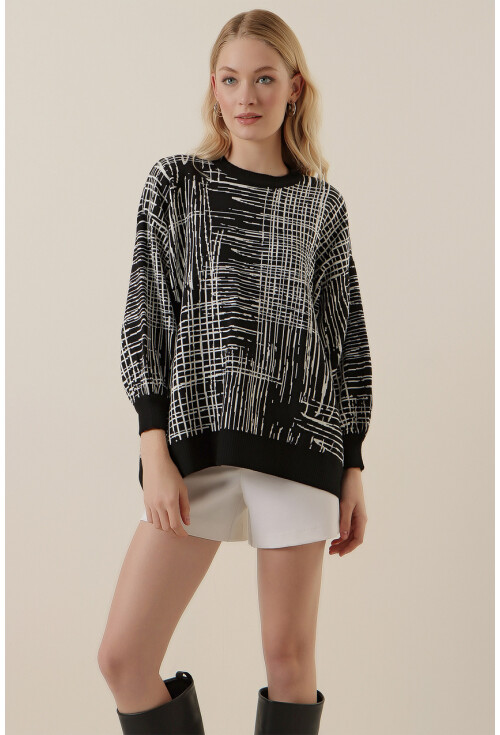 15790 Desenli Oversize Kazak