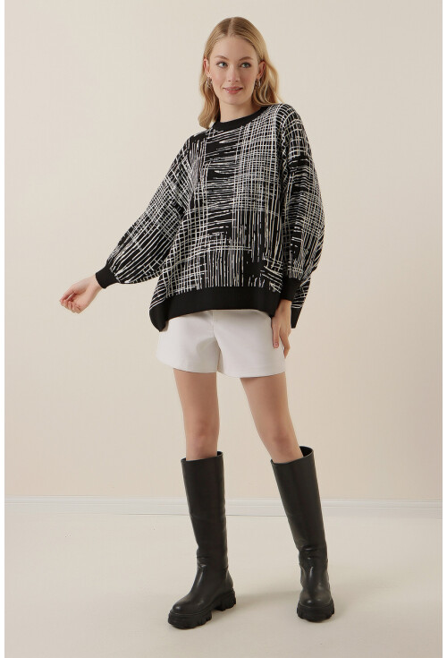 15790 Desenli Oversize Kazak