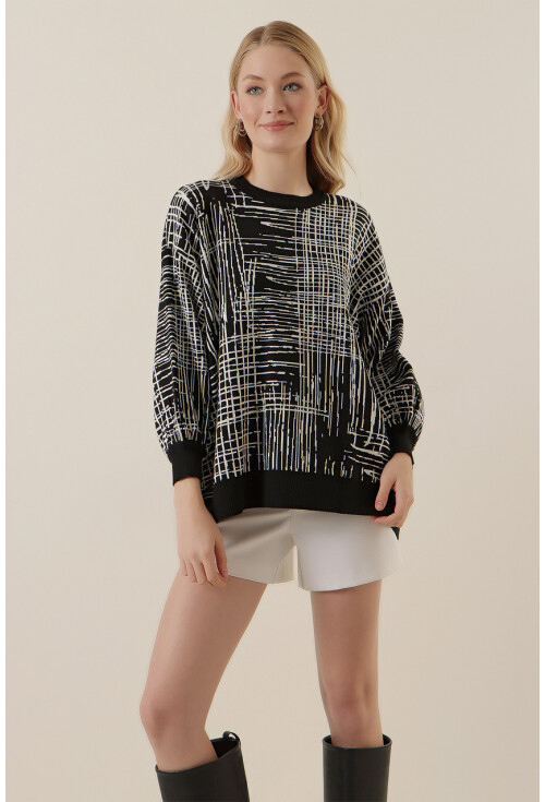 15790 Desenli Oversize Kazak