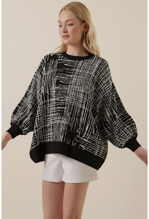 15790 Desenli Oversize Kazak