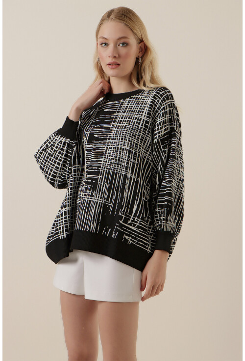 15790 Desenli Oversize Kazak