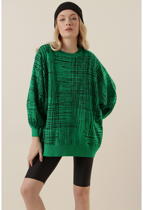 15790 Desenli Oversize Kazak