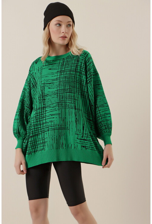 15790 Desenli Oversize Kazak
