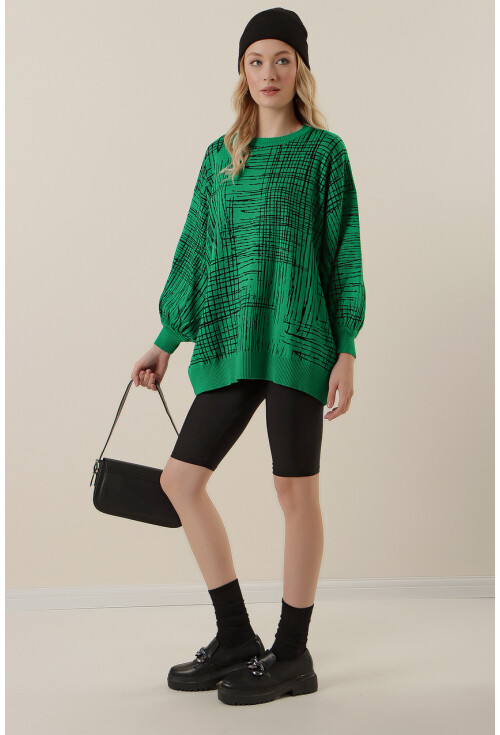15790 Desenli Oversize Kazak