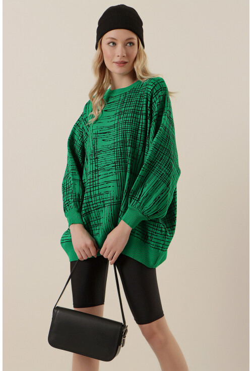 15790 Desenli Oversize Kazak