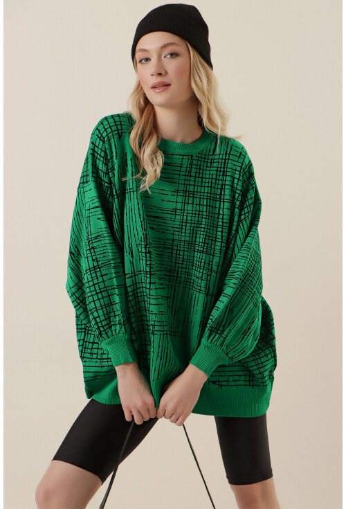 15790 Desenli Oversize Kazak
