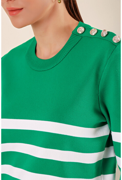 15820 Striped Sweater With Buttons