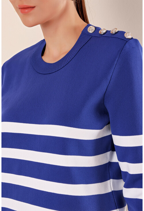 15820 Striped Sweater With Buttons