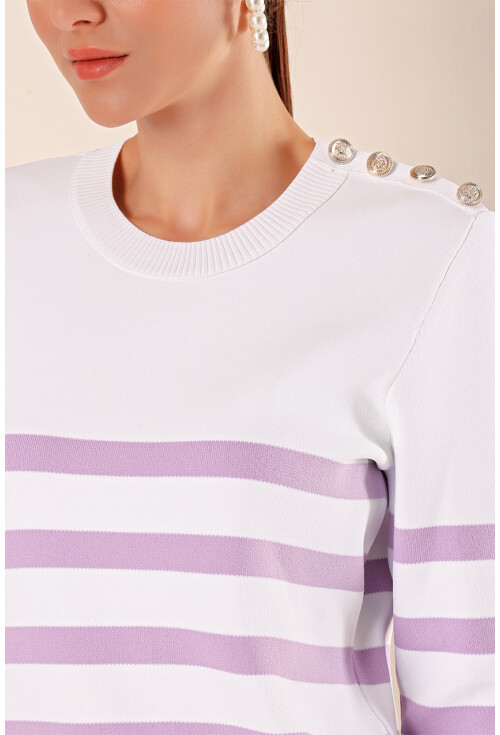 15820 Striped Sweater With Buttons