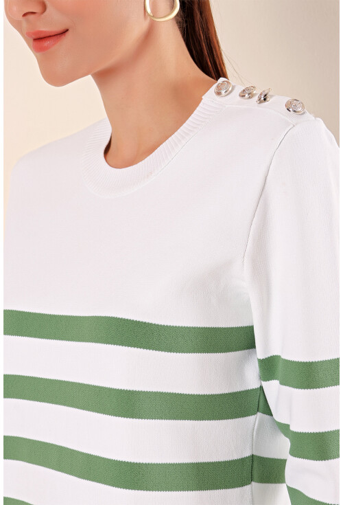 15820 Striped Sweater With Buttons
