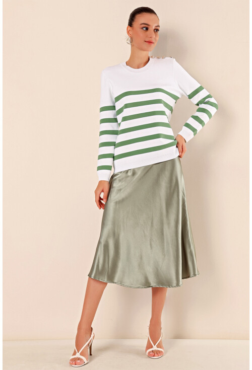 15820 Striped Sweater With Buttons