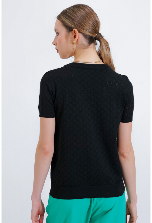 15867 Patterned Knit T-Shirt With Short Sleeve