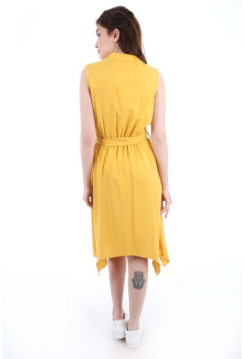 1644 Bel Kuşak Yaka Bağlama Elbise