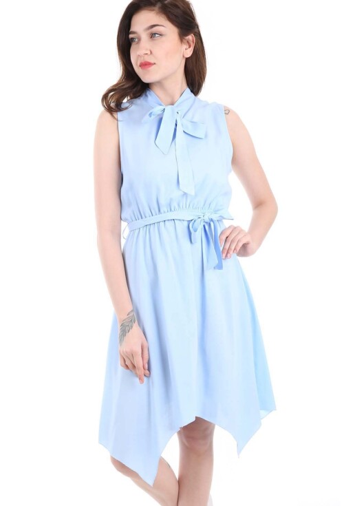 1644 Bel Kuşak Yaka Bağlama Elbise