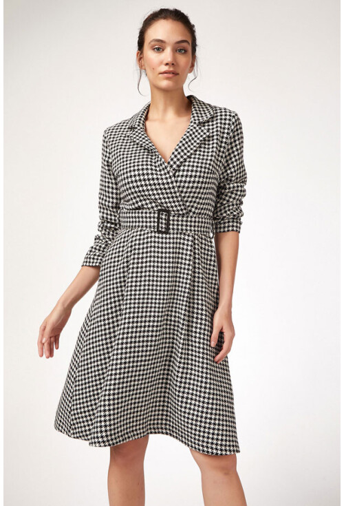 1730 Kazayağı  Ceket Yaka Elbise