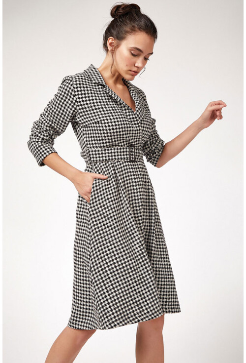 1730 Kazayağı  Ceket Yaka Elbise