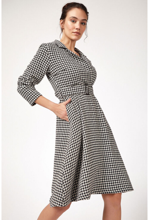 1730 Kazayağı  Ceket Yaka Elbise