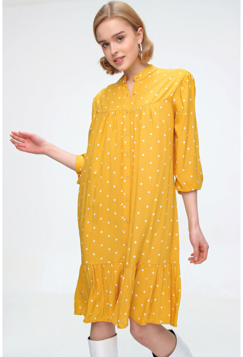 1982  Etek Ucu Volanlı Elbise