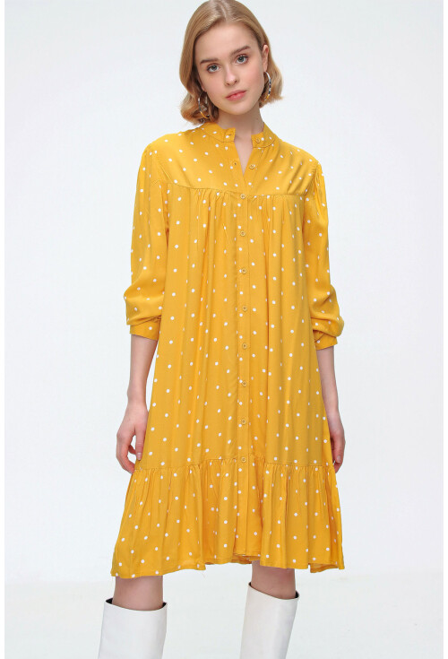 1982  Etek Ucu Volanlı Elbise