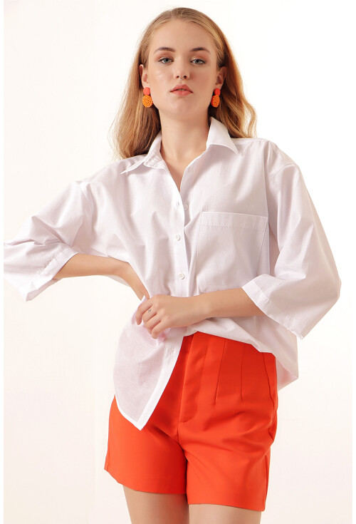 20124 Oversize Cepli Gömlek
