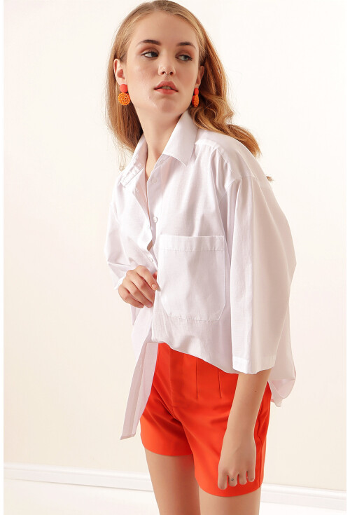 20124 Oversize Cepli Gömlek