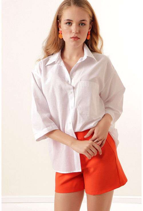 20124 Oversize Cepli Gömlek