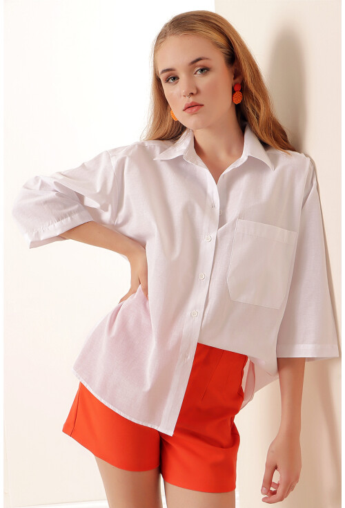 20124 Oversize Cepli Gömlek