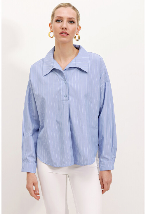 20215 Wide Fit Striped Oversized Shirt