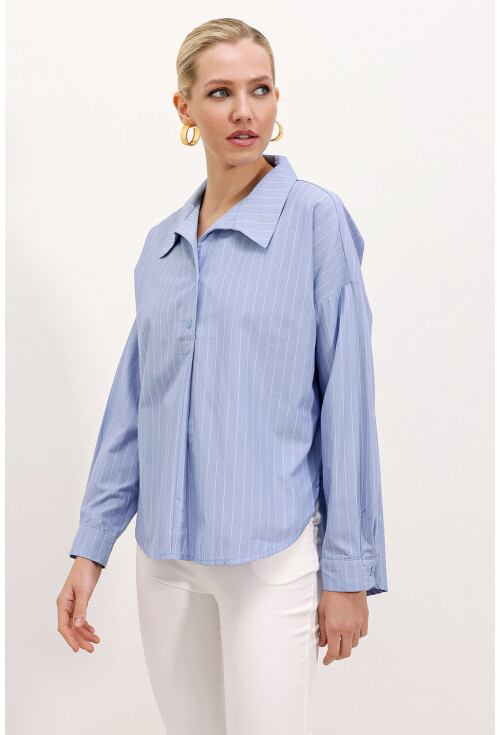 20215 Wide Fit Striped Oversized Shirt