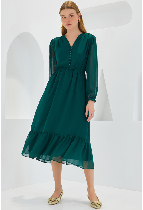2137 Patterned Chiffon Dress