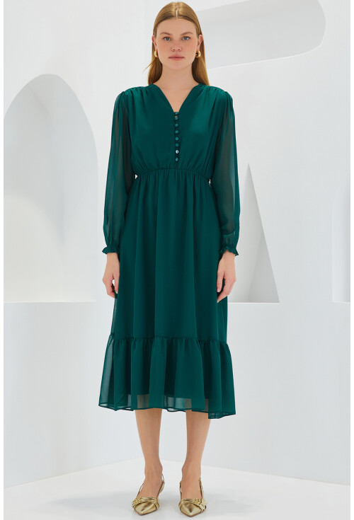 2137 Patterned Chiffon Dress