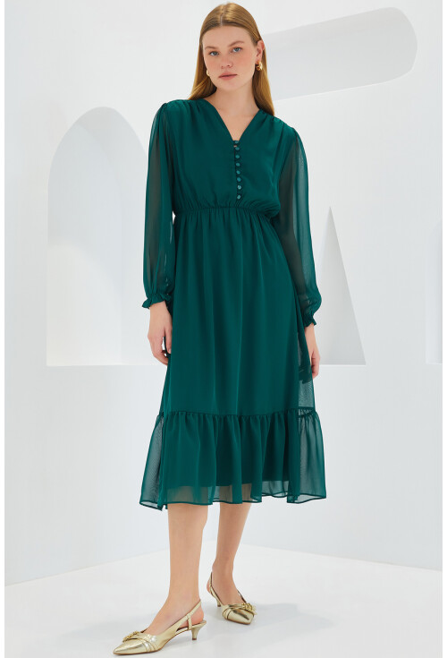 2137 Patterned Chiffon Dress