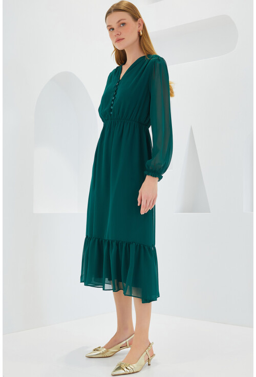 2137 Patterned Chiffon Dress