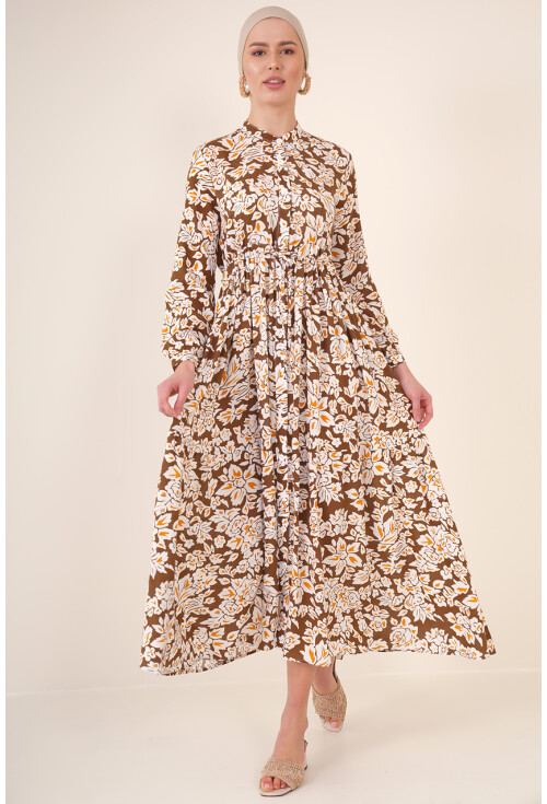 2144 Mandarin Collar Hijab Dress