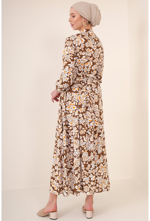 2144 Mandarin Collar Hijab Dress