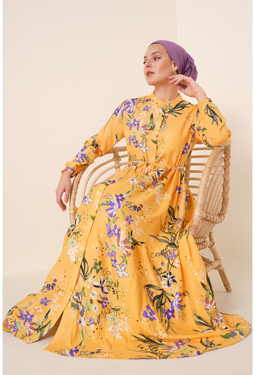 2144 Mandarin Collar Hijab Dress