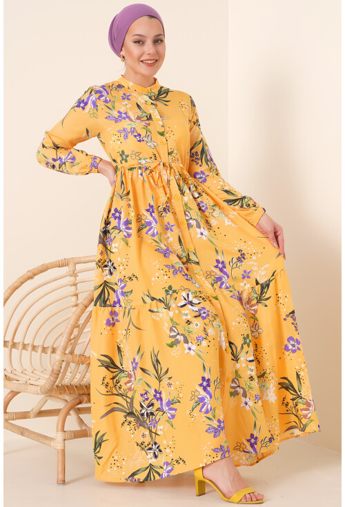 2144 Mandarin Collar Hijab Dress