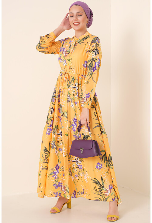 2144 Mandarin Collar Hijab Dress