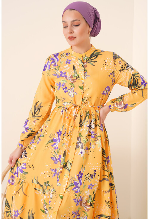 2144 Mandarin Collar Hijab Dress