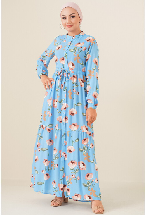2144 Mandarin Collar Hijab Dress