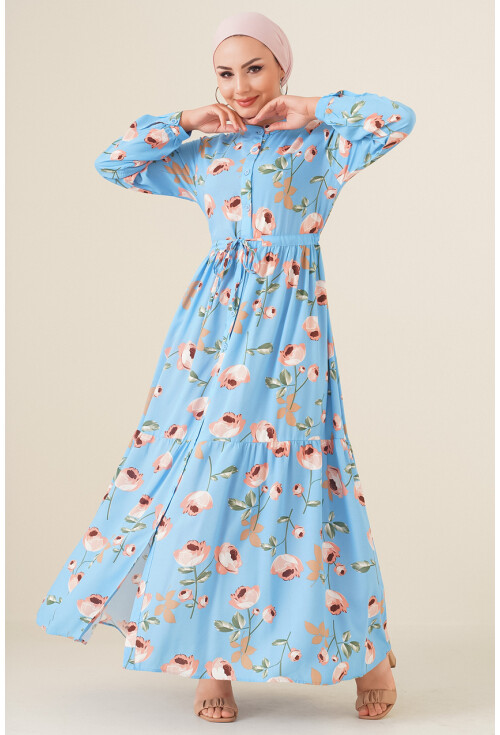 2144 Mandarin Collar Hijab Dress