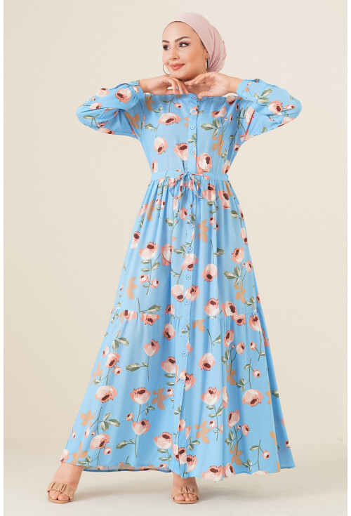 2144 Mandarin Collar Hijab Dress