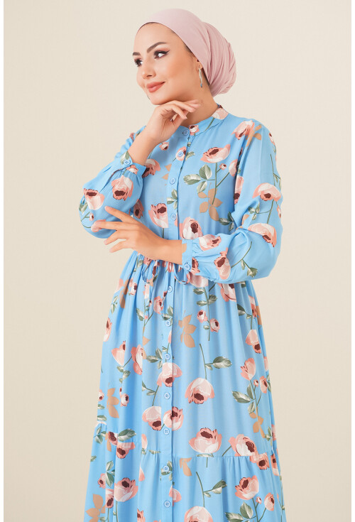 2144 Mandarin Collar Hijab Dress